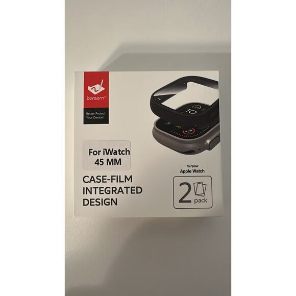 Case with Integrated Screen Film for Apple Watch 45 mm - Bersem (2 Pack) - Picture 1 of 3